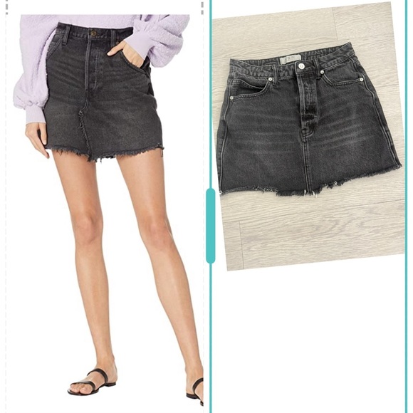 We The Free Button Up Unhemmed Denim Skirt Size 27 - Picture 1 of 4